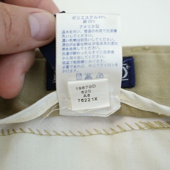 Land's End Tan Pleated Cuffed Mid Rise Tan Polyester Blend Chino Pants 36/28 - Picture 8 of 8